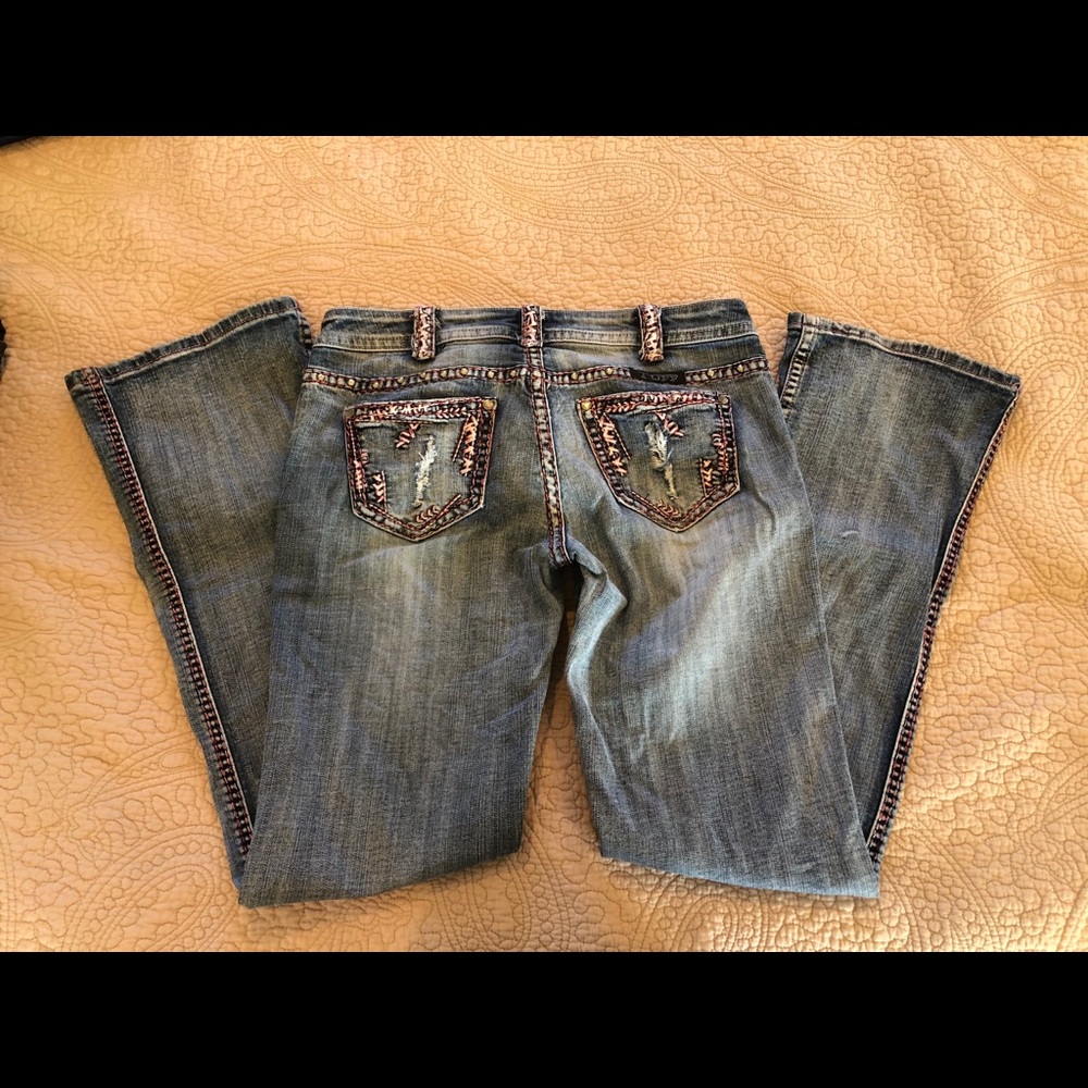Cowgirl Tuff jeans, red stitching